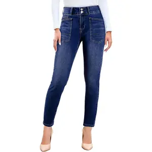 Women's Skinny Jeans Straight Leg High Waisted Stretchy Ankle Denim Pants with Patch Pockets