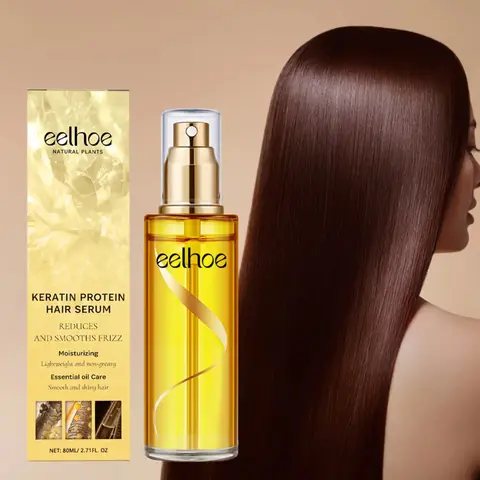 EELHOE Keratin Protein Hair Serum Spray - Anti Frizz, Hydrate Control Frizz Serum, Softens Dry Hair, Hydrating & Smoothing Formula with Glycerin, Fast-Absorbing Care for All Hair Types, Hair Care Products, Sleek Design