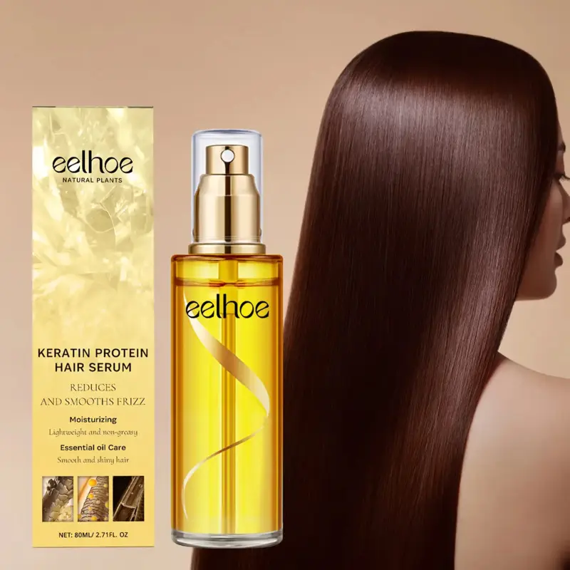 EELHOE Keratin Protein Hair Serum Spray - Anti Frizz, Hydrate Control Frizz Serum, Softens Dry Hair, Hydrated Hair, Hydrating & Smoothing Formula with Glycerin, Soft Hair, Fast-Absorbing Care for All Hair Types, Haircare Product, Sleek Bottle Design