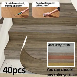 40pcs Self-Adhesive Vinyl Floor Tiles, Waterproof Wood Grain Look, Thickened Flooring, Easy Installation, Durable PVC, Kitchen, Bathroom, RV, Wood Grain Pattern