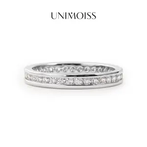 UniMoiss Eternal Path Ring Channel Set Eternity Wedding Band Ring VVS Moissanite Ring Jewelry Silver-plated Band Perfect Birthday Engagement Wedding Anniversary Christmas Valentine's Day Gift