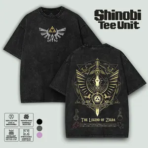 The Legend of Zelda Graphic T Shirt, Oversized Heavy Cotton Washed Tee, New Drop for Classic Fantasy Gamers, Vintage Style for Adventure Fans, Cosplay Streetwear