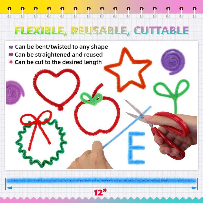 1000 Pcs Pipe Cleaners Assorted 12 Inch Chenille Stems Bulk for Women Art DIY Crafts Projects Decorations Soft Flexible Random Color