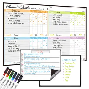 JJPRO Magnetic Dry Erase Chore Chart for Multiple Kids, Reusable Fridge Chores Chart Set with Two Notepads, Reward Chore Chart for Kids