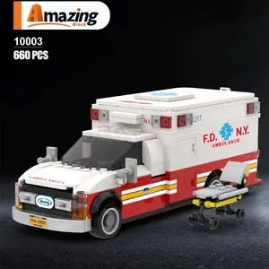 660 Piece Ambulance Building Block Set with Stretcher, City Emergency Vehicle Model Bricks, Children DIY Toy Gift for Holidays, Blocks Set