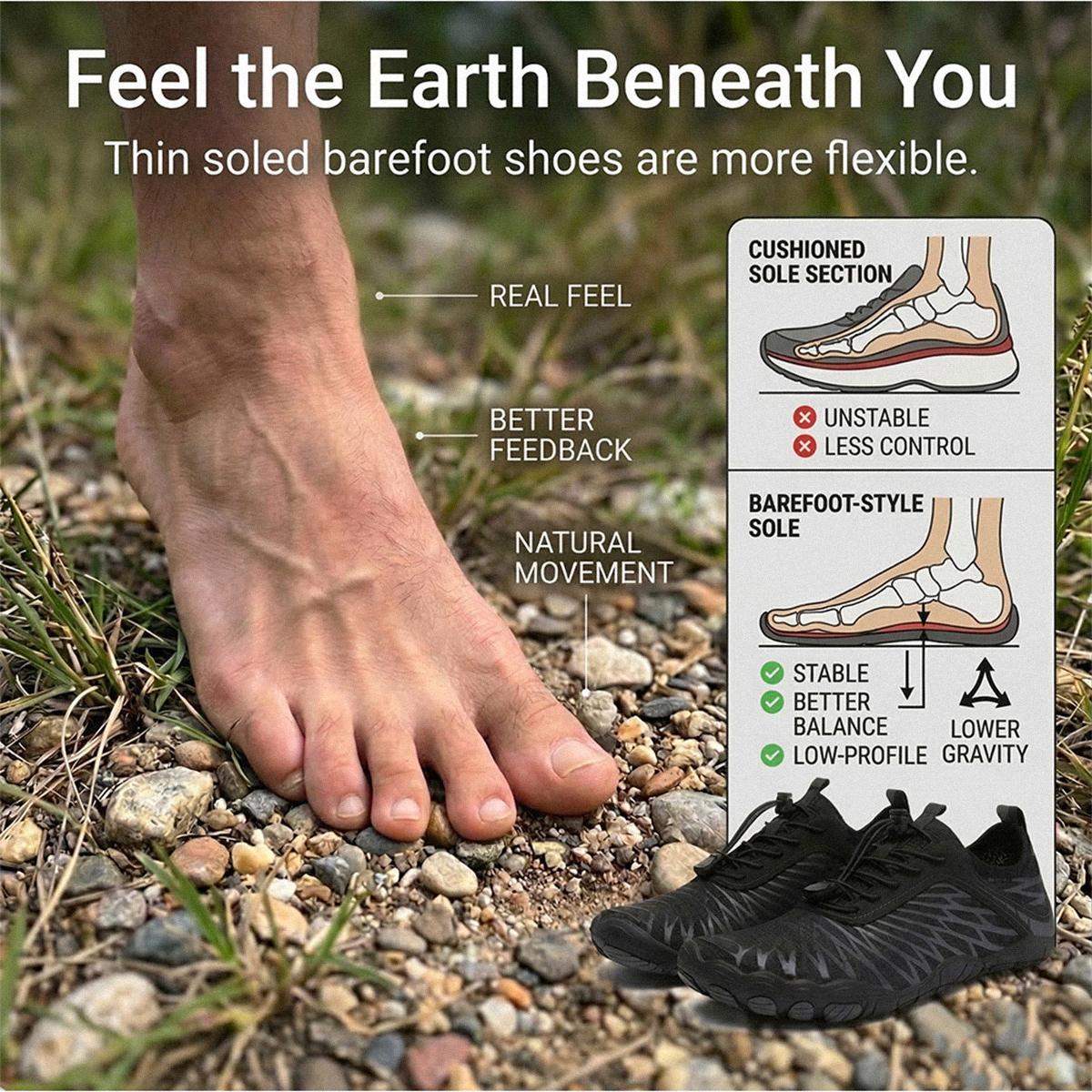 Reazuoy Women's Barefoot Water Shoes - Wide Toe Box, 0-Drop Sole, Non-Slip Outsole, Mesh Fabric, Flexible for Hiking, Jogging, Exercise