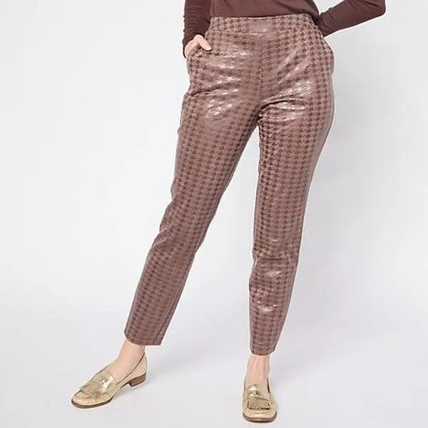 Nina Leonard Scuba Knit Narrow Leg Trouser Printed Pant