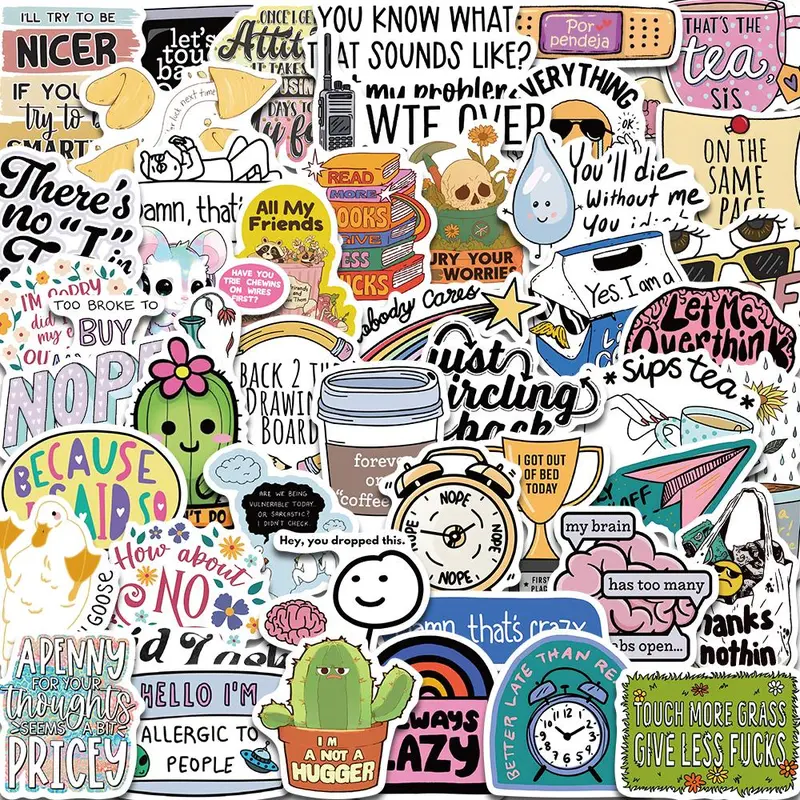 Sarcasm Quotes Pattern Sticker, Funny Stickers, Decorative Stickers, 50/1000pcs Waterproof Self Adhesive Decor Paper, Decor Sticker for Gift Greeting Card Laptop Phone, Ornaments