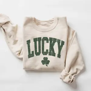 Womens Lucky Sweatshirt, Cute Shamrock Sweatshirt, Happy St Patricks Day Shirt, St Pattys Day Outfit, Irish Lucky Day Shirt, St Patricks Day Gift - EVA RAMOS