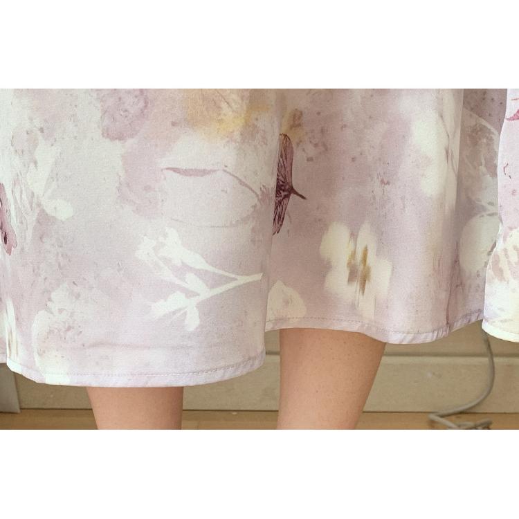 Sweet And Gentle Style Purple Printed Slip Dress Shirt And Cardigan Two-Piece Set