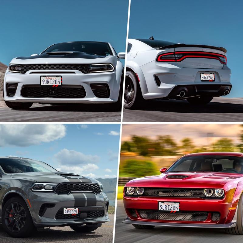 2 count Matte License Plate Frames for  Accessories Challenger Durango Universal Solid Rust-Proof  License Plate Cover Holder for Front and Rear  Tags (Red)