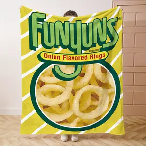 Funyun's Onion Flavored Rings Printed Flannel Blanket - Soft and Comfortable Throw for Bed, Sofa, Office, or Camping - Available in Various Sizes
