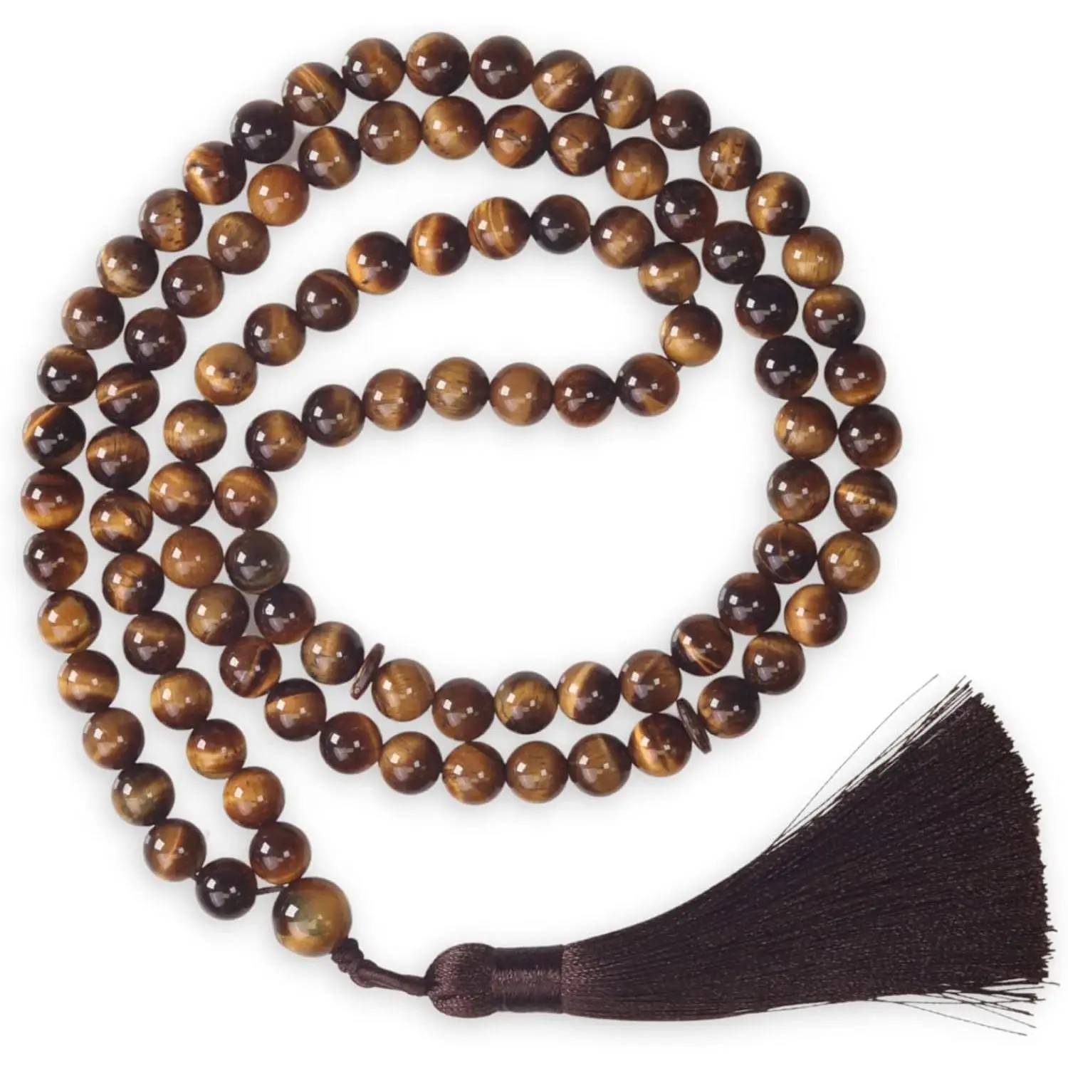 Premium Muslim Tasbih – 99 Natural Tiger Eye Stone Prayer Beads (8mm) – Islamic Misbaha for Daily Dhikr, Worship & Meditation