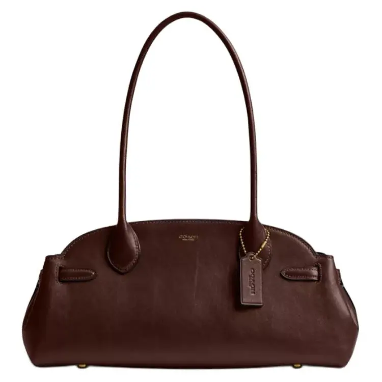 COACH Empire Carryall 34 Brand Logo Leather Handbag/Shoulder Bag, Large Size, Women's, Maple Color