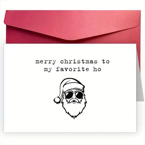Santa Claus Pattern Greeting Card with Envelope, 1 Count Funny Christmas Card, Unique Holiday Greeting Card for Girlfriend, Best Friend, Any Special Woman, Funny Dad Card, Message Card