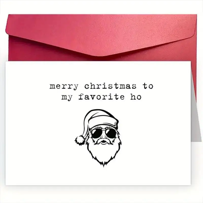Santa Claus Pattern Greeting Card with Envelope, 1 Count Funny Christmas Card, Unique Holiday Greeting Card for Girlfriend, Best Friend, Any Special W