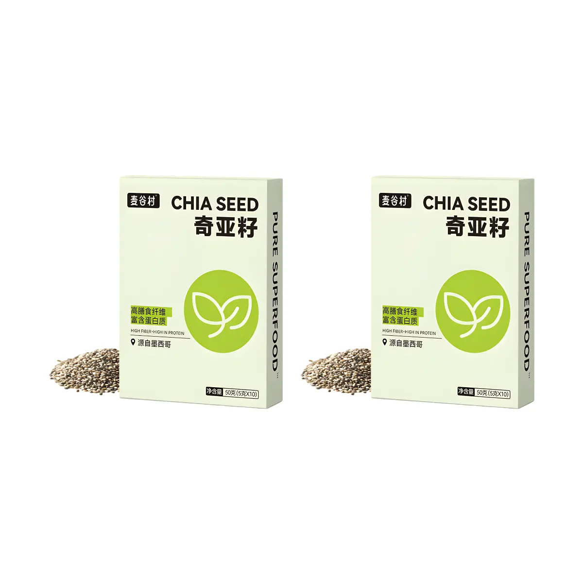 MAI GU CUN Chia Seeds - Instant Meal Replacement, 3g x 10 Sachets (20 Sachets Total) - High Fiber, High Protein Breakfast Superfood - Mix with Water, Milk, Oatmeal