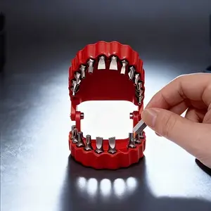 28-In-1 Tooth-Shaped Screwdriver Bit Storage Rack Set, Foldable Stand, Drill Bit Organizer, Desktop Decoration Accessory