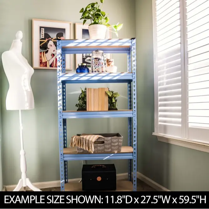 BLUE Steel storage unit MDF shelves-Powder coated- 12"x28"x60" Adjustable Shelf Organizer