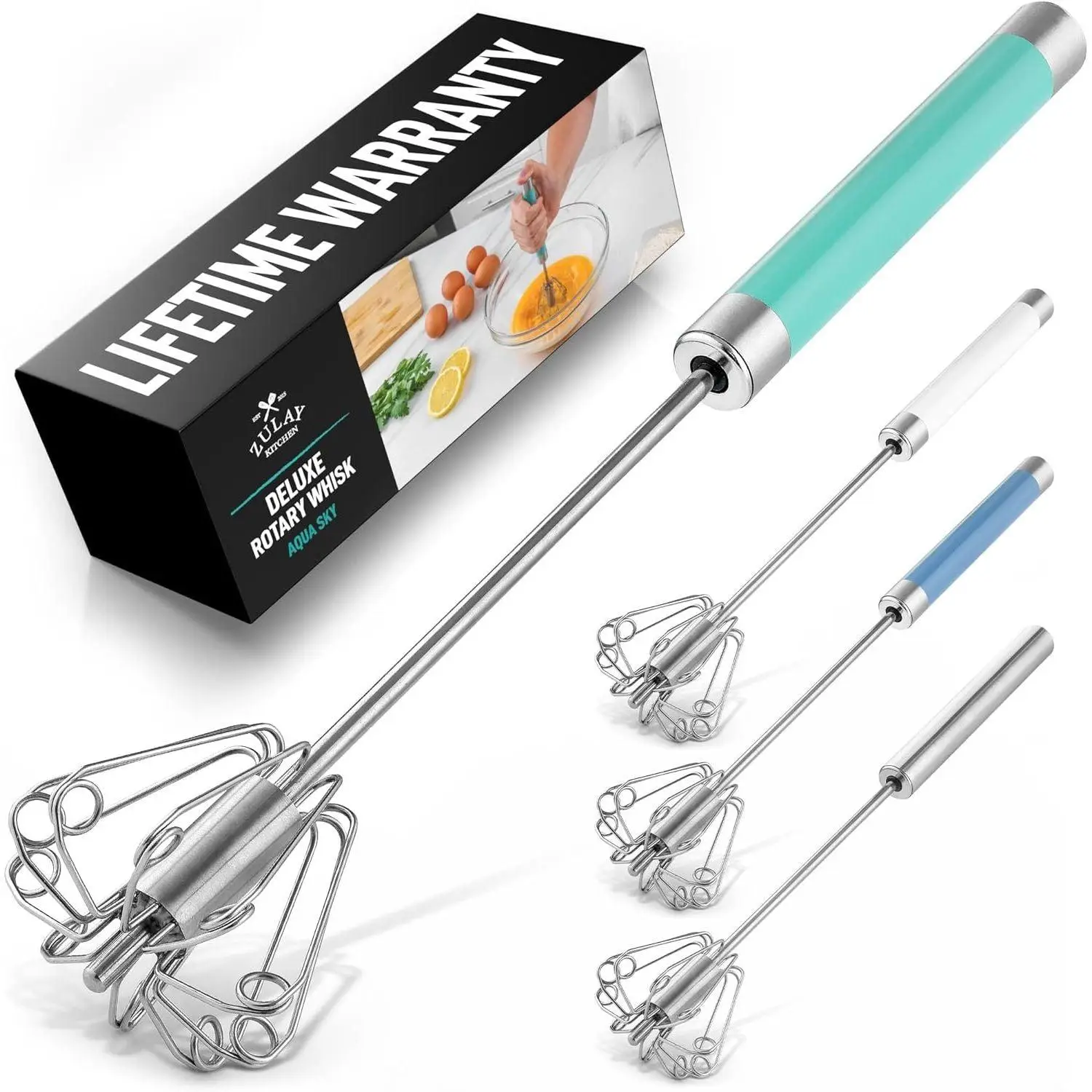 Egg Beater Push Whisk - Handheld Kitchen Mixer for Quick and Efficient Mixing of Eggs and Other Ingredients Stainless Steel Utensils Cover
