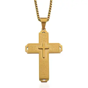 Isaiah Verse Cross Pendant Necklace 23.5 Inches in ION Plated Yellow Gold Stainless Steel Isaiah Verse Cross Pendant Necklace 23.5 Inches in ION Plated Yellow Gold Stainless Steel