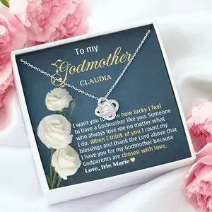 To My Godmother Love Knot Necklace, Godmother Of The Bride Gift from Goddaughter, Mothers Day Ideas Gift for Godmom from Goddaughter, Wedding Gift from Bride to Godmother