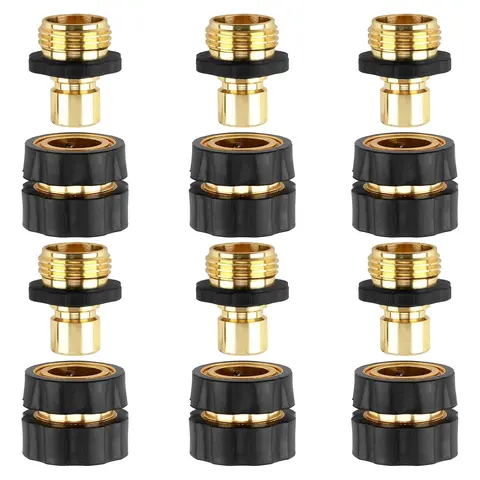 Garden Hose Quick Connector, 3/4 Inch Male and Female Garden Hose Fitting Quick Connector Rubber Washers Leak Proof Durable Aluminum #Summervibes