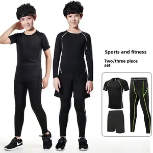 Children's Compression Training Suit Autumn Winter Boys Basketball Base Layer Sports Set Long Sleeve Quick-Dry Shirt Football Running