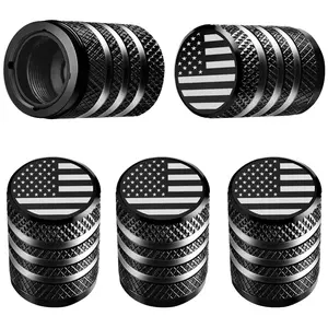 Flag Pattern Tire Valve Stem Cap with Plastic Lining, Multi-Seal Leak-Proof Corrosion Resistant, Universal Fit for Cars Trucks Motorcycles, Car Accessories