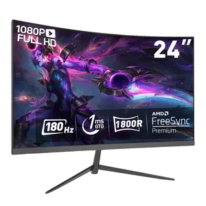 New 24" Curved Gaming Monitor | FHD 1080P, 180Hz, 1ms, FreeSync, HDR, Ultra-Slim Bezel, HDMI & DP, Built-in Speakers, VESA