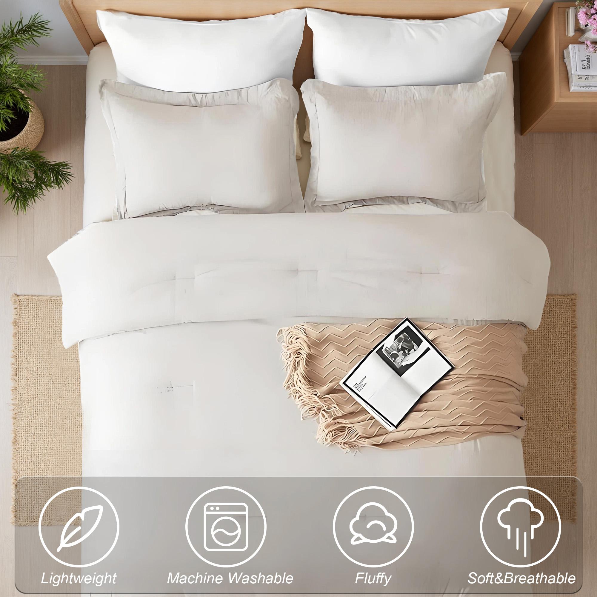 Raybee  MarshMellow  Soft Comforter Set Queen Size-3-PCS ,Bedding Set for All Seasons ,Soft Luxury Cationic Dyeing Comforter for All Season,Including 1 Comforter Set & 1 Or2 Pillows Shams