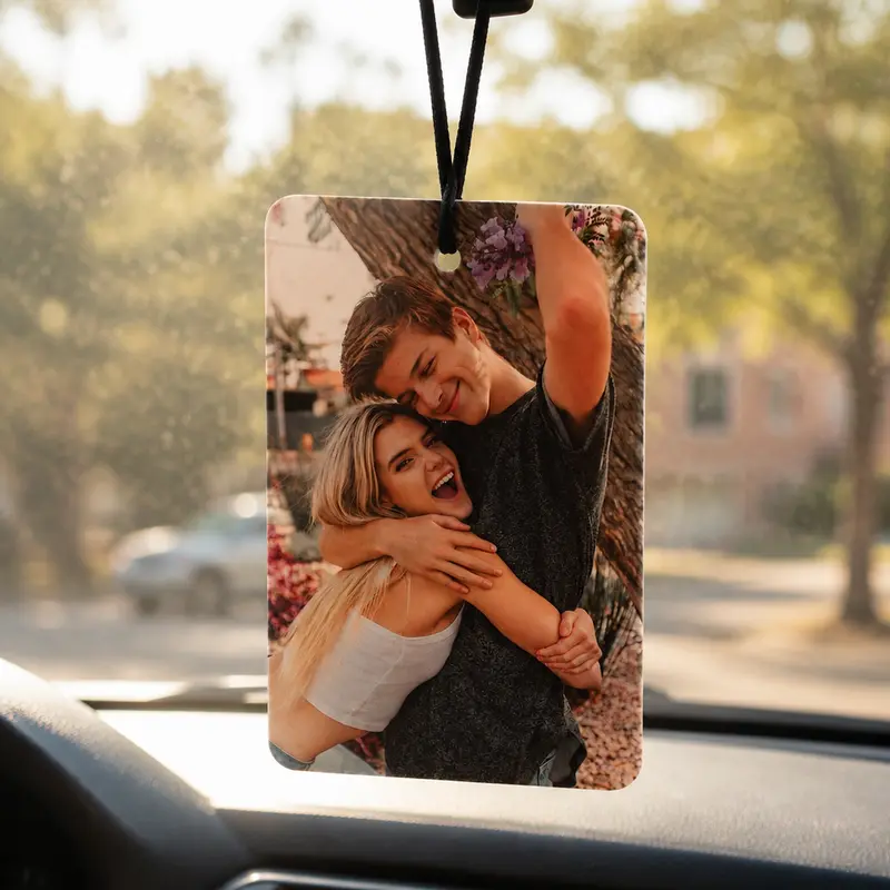 Custom Photo Double Side Print Rectangular PMMA Plastic Hanging Car Air Freshener, Personalized Image/Logo/Text, Car Accessory, Gifts for Boyfriend, Business Promotion Item