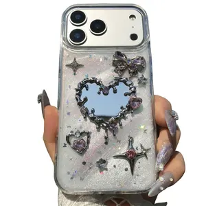Handmade iPhone Case, Mirror Starburst Bow Flashing Phone Shell, Soft Protective Cover, Decorative Personalized Fashion Phone Case