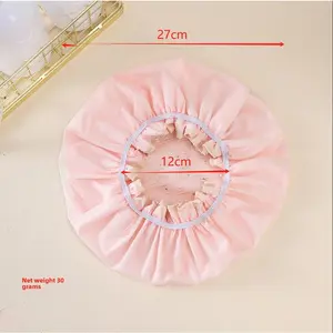 Double shower cap waterproof hair cap bronzing printed polyester cotton PEVA shower cap bath bath-43