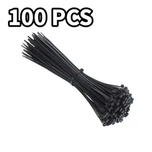100pcs Nylon Reusable Cable Zip Ties Releasable Fixed Binding Color Black White Disassembly May Loose Slipknot Cable Ties Cable Ties