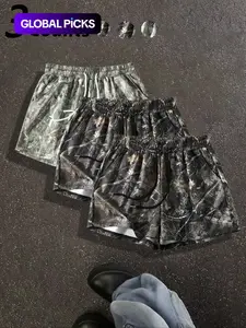 Unisex's Camo Leopard Print Fit Shorts, Casual Comfy Breathable Elastic Shorts for Summer, Women's Bottoms for Daily Wear