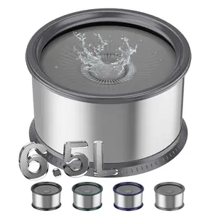 Stainless Steel 1.6 Gallon Dog Water Bowl for Large Dogs, 6.5L/220oz with Anti-Slip Mat and Splash Proof Design