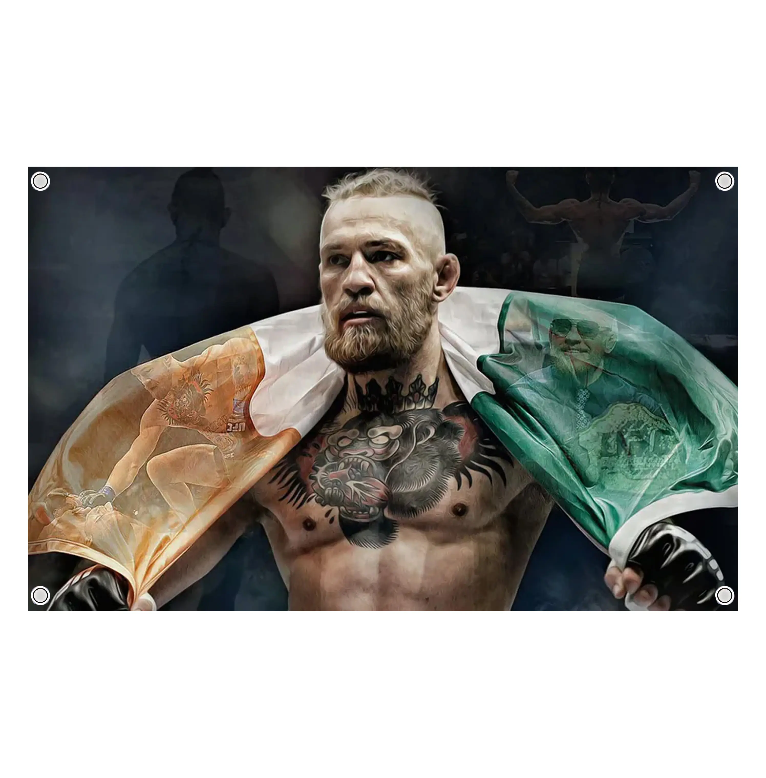 UFC Mixed Martial Artist Conor Mcgregor Graphic Flag - UFC MMA Flag - Ultimate Fighting Championship Wall Flag Banner, Vintage Fighter Room Decor, Fight Night Bedroom Decor, Gift for MMA Fans Men & Women