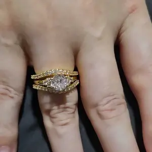 Zircon fashion three-piece ring I love you English letter ring for women and men suitable for engagement wedding party jewelry