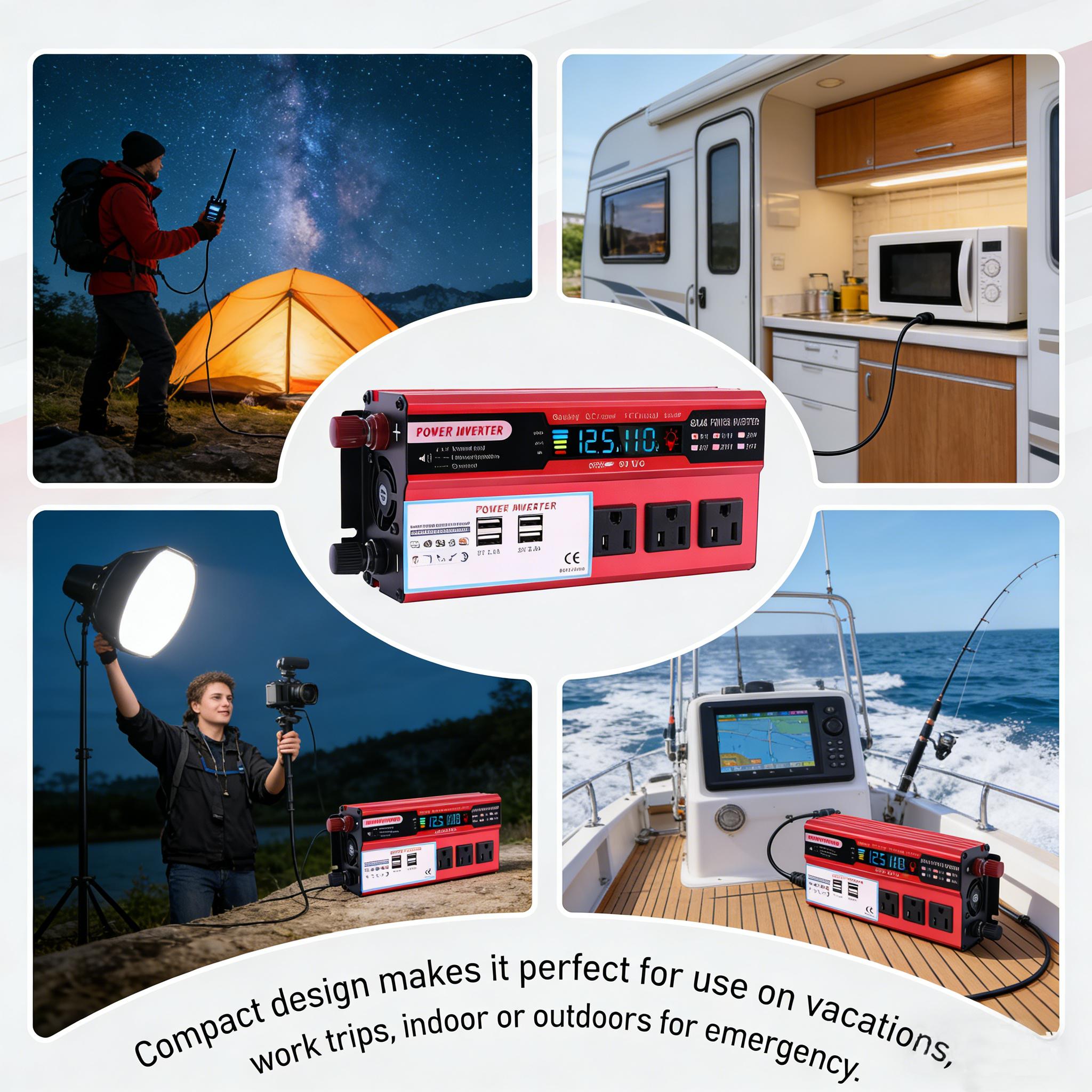 Off Grid Solar Pure Sine Inverter 5000W 12V to 24V 4000W Surge Dual AC Outlets USB Hardwire Remote for RV Truck Camping Power System Stable Voltage Converter for Vehicle Solar Backup & Outdoor Use