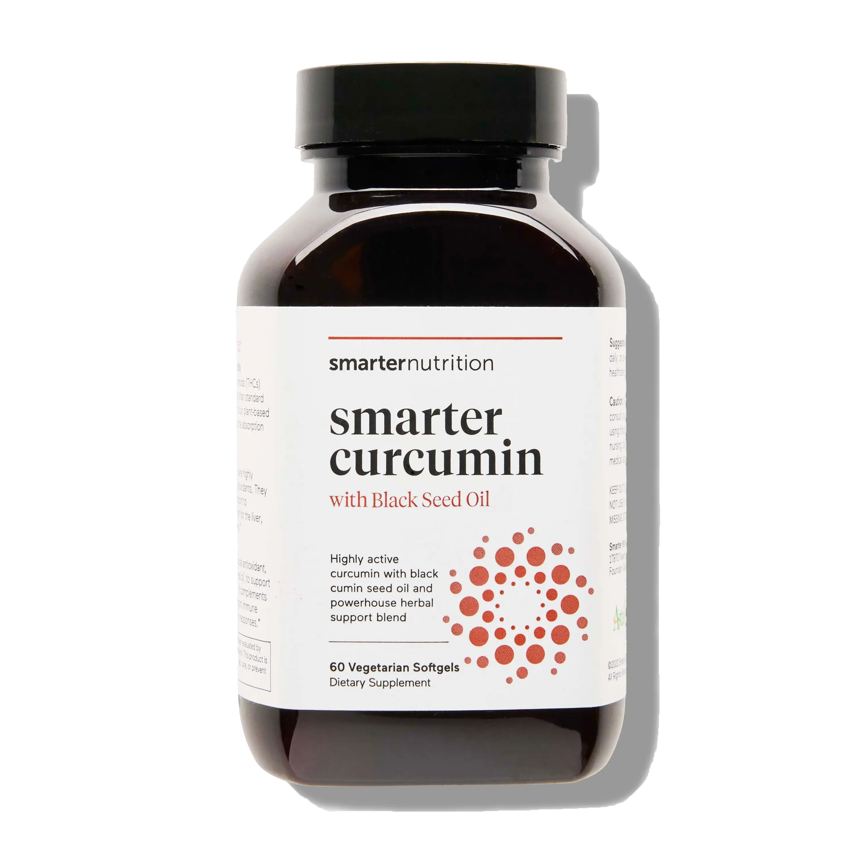 Smarter Nutrition Curcumin Softgels - Vegan High Absorption 400 mg Turmeric Supplement + Black Seed Oil & Ginger - 95% Tetrahydrocurcuminoids Non-GMO, USA Manufactured - 60 Ct