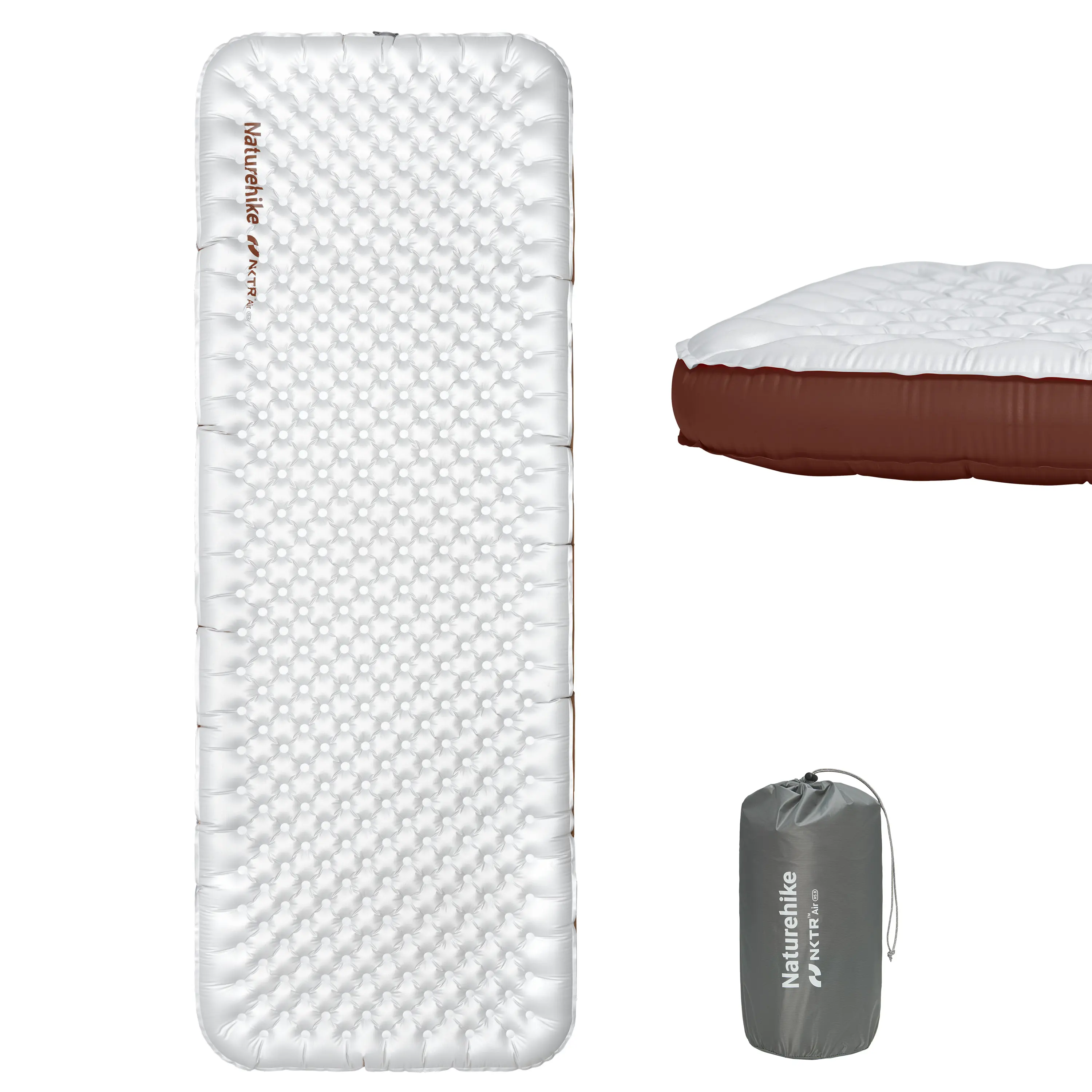 Naturehike TuYe R5.8 Ultralight Nylon Fabric Inflatable Pad with Reinforced Sidewalls, Portable Bushcraft Hiking/Light Outdoor Inflatable Bed Sleeping Mat