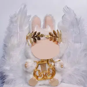Labu Angel Outfit for 17cm Dolls Dress & Headpiece Set with Metallic Leaf Headband Wings Seashell Arm Cuff Mini Harp for Home Display DIY Gifts Vintage Room Decor Halloween outfit