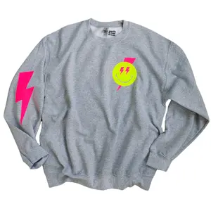 smile neon pink lightning bolt sweatshirt