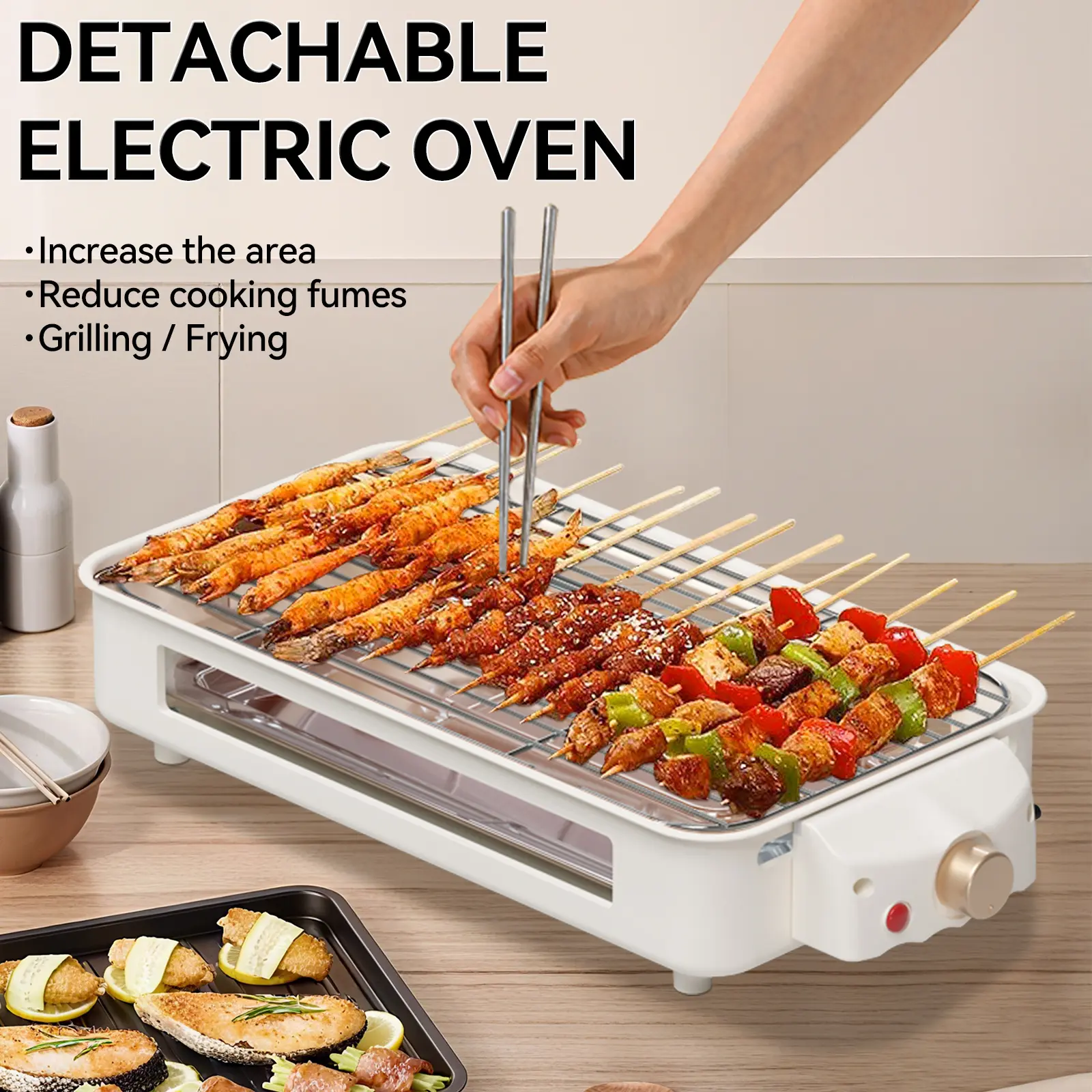Home Use Multifunctional Electric Grill-BBQ Rack for Home Users, Smoke-Free Cook, Temp Control, Easy to Clean