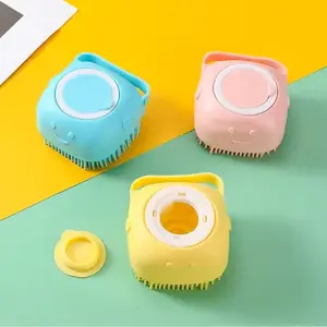 Pet Wash Brush with Built-In Shampoo Dispenser | Dog & Cat Grooming Tool