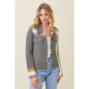 Multi Stripe Detail Sweater Jacket