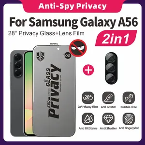 2-IN-1 For Samsung Galaxy A56 Full Screen Privacy Glass Film + Lens Film Set, Esd Anti-Static, Anti-Fingerprint, Scratch-Resistant, Easy Installation