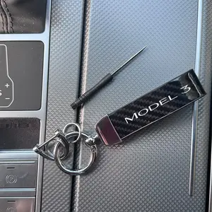 Tesla Model 3 Keychain, Carbon Fiber Material, Multiple Colors Available, Compatible with All Keys, Luxurious Design