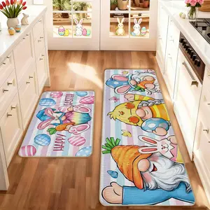2 count Easter Kitchen Mat Set, Easter Dwarf Rabbit Egg Kitchen Rug, Kitchen Floor Mat, Kitchen Rugs Sets, Non-Slip Soft Low Height, Spring Summer Home Decor, Holiday Cooking & Celebration
